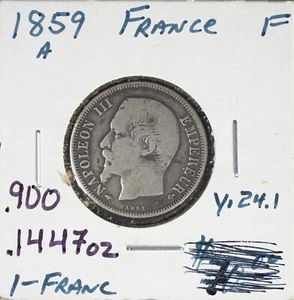 1859 A Francia 1 Franco Napoleón III - Imagen 1 de 3