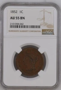 1852 AU55BN NGC Braided Hair Large cent - Bild 1 von 2