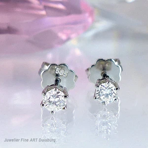 Pendientes en 585/- WG brillante 2 diamantes 0,32 ct. Wesselton/VSi completo NUEVO - Imagen 1 de 5