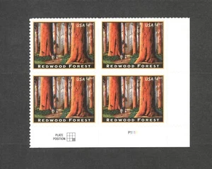Sc # 4378 ~ Plate # Block ~ $4.95 Redwood Forest Priority Mail Issue - Picture 1 of 2