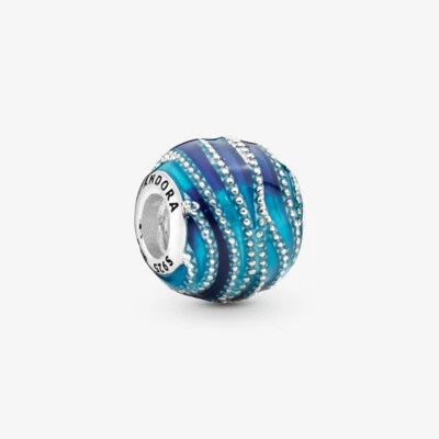 PANDORA Charm Anhänger Bead 925 Sterlingsilber Blaue Welle Emaille 797012ENMX - Bild 1 von 3