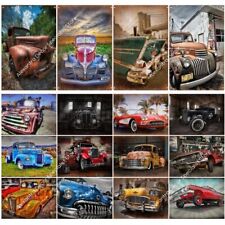 Metal Tin Sign Classic Cars Painting Plate Durable Decorative Plaque Home Garage