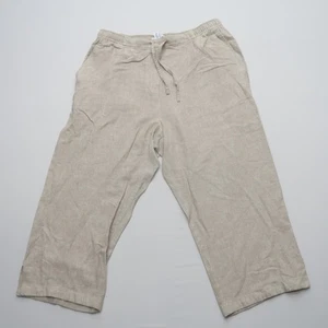 Sag Harbor Petite Womens Linen Blend Crop Pants Size PL Beige Pull On Casual - Picture 1 of 7
