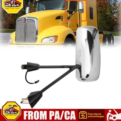 Chrome Door Mirror W/Heated For Kenworth T660 T600 T800 T270 T170 Driver Side LH Foto 1 de 4