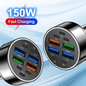 Chargeur Voiture Charge Rapide 9en1 avec Port 4USB et 1PD pour Plusieurs Apparei - Photo 1/12