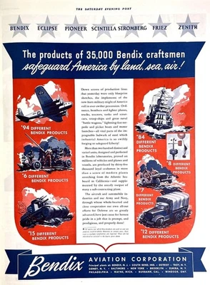 Bendix Aviation Corp Safeguards America Vintage Print Ad 1942 New Jersey NJ u Foto 1 de 4