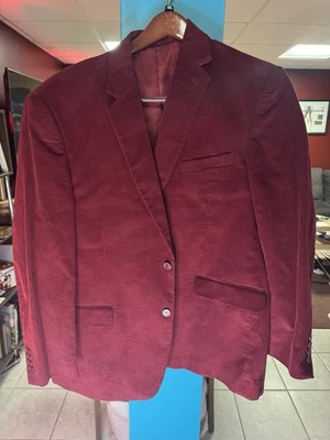 Adolfo 48R Maroon Red Corduroy Cotton Mens Blazer Jacket Sport Coat - Image 1 of 4