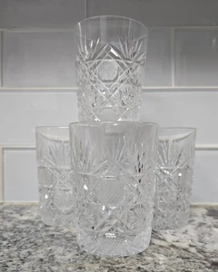 Set of 4 ABP Crystal Cut Glass Tumblers ~ c.1890 ~ Heavy Brilliant Antique - Picture 1 of 8