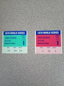 1979 MLB World Series Game 1 Lower/Upper Reserved Ticket Stub Lot (2) - Picture 1 of 4