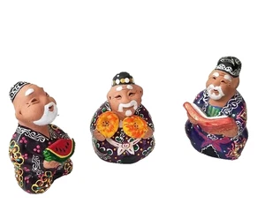 DREI HANDGEFERTIGTE KULTURELLE FIGUREN ENTLANG DER SEIDENSTRASSE ZENTRALASIENS-USBEK - Bild 1 von 8