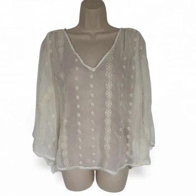 Blusa Boda Bar III Prairie Cottage Victoriana Boho Floral Encaje S/M Marfil Foto 1 de 4