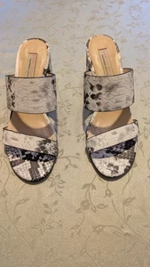 Kristin Cavallari blk/wht faux leather snakeskin heel sandal, size 7.5 - Picture 1 of 5