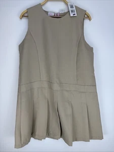 Izod Light Khaki Pleated School Uniform Dress Size 16.5 Plus New With Tags - Picture 1 of 5