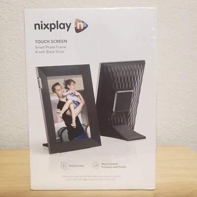 Nixplay W08K Touch 8-inch LCD Smart Digital Photo Frame Black/SILVER NEW - Image 1 of 2