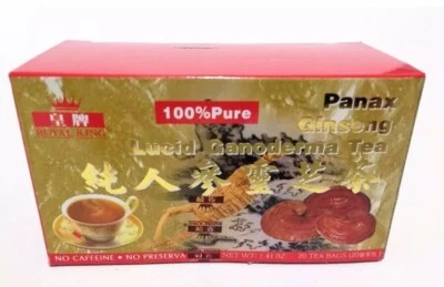 Royal King 100% puro Panax Ginseng Lucid Ganoderma 20 saquinhos de chá no total - Imagem 1 de 3