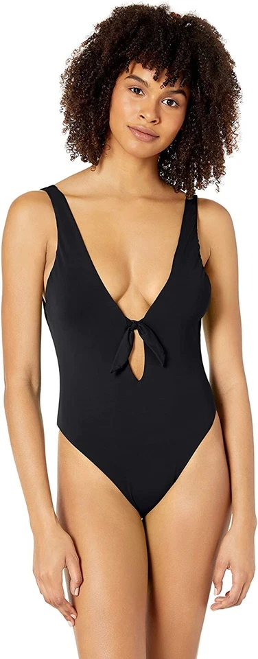 The Bikini Lab Women Size M Solids Tie Front Onepiece Swimsuit 00072