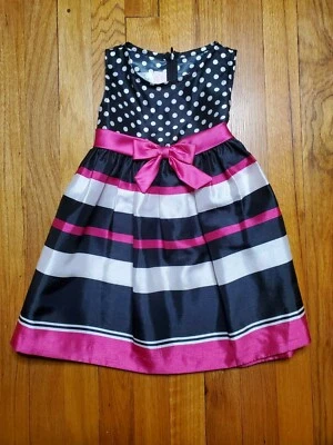 Vestido de satén a lunares blanco y negro talla 3t JESSICA ANN para niñas Foto 1 de 3