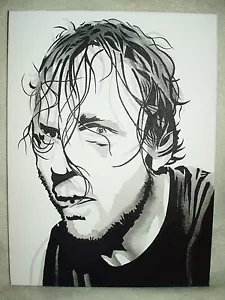 Canvas Painting Wrestler Dean Ambrose Portrait B&W Art 16x12 inch Acrylic - Picture 1 of 6