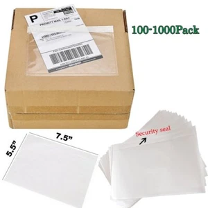 7.5"x5.5" Clear Adhesive Top Loading Packing List Shipping Label Pouch Envelopes - Picture 1 of 8