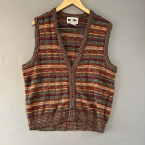 J. T. Beckett Men’s Brown Sweater Vest Size Medium Wool Blend Graphic Vintage - Picture 1 of 8