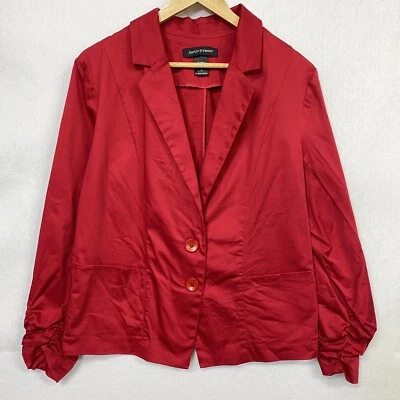Linda chaqueta blazer roja para mujer 16 mangas largas Ashley Stewart coqueta Foto 1 de 4