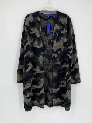 Cárdigan Suéter Apt 9 Negro Gris y Verde Camuflado Frente Abierto Para Mujer’s Talla Mediana Foto 1 de 4