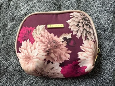 Ted Baker Women's Pink White Purple Gold Make Up Zip Up Bag Pouch Used - Image 1 of 4