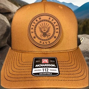 Richardson 112 Baseball Trucker Hat United States, Navy Patch  - Picture 1 of 1