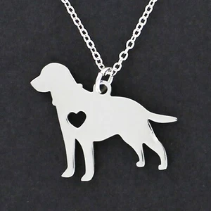 LABRADOR RETRIEVER offenes Herz Halskette - Edelstahl Charm Haustier Labor Geschenk Welpe - Bild 1 von 2