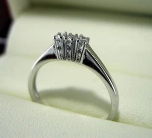 Verlobungsring Trilogie Weißgold 18kt. Diamanten 0.18 Natürliche Scheine Frauen - Bild 1 von 3