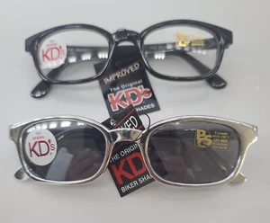 2 KD Rare Silver Mirror Frame | Black w Clear Lens Motorcycle Sunglasses NWT - Picture 1 of 6
