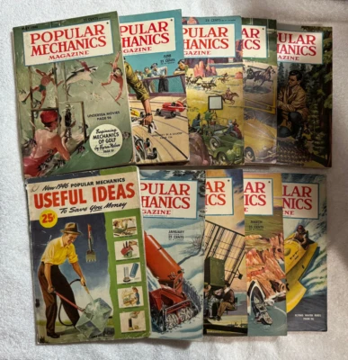 Lot of 10 Popular Mechanics magazines - 1946 - useful ideas - Image 1 of 3