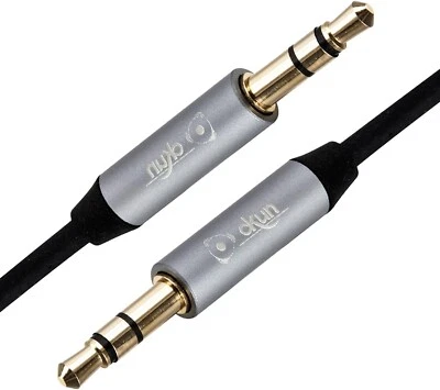 1m AUX Stereo Cable 3.5mm Mini Jack Gold-Plated Male to Male Audio Car Lead - Image 1 of 4
