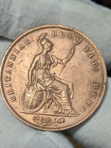 1851 UK 1 Penny FAR COLAN EXCEPTIONAL DETAILS, RARE FIND - Picture 1 of 5