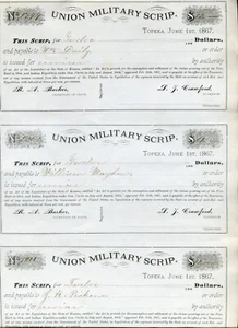 1867 12 $ Union Militär Skript Topeka Kansas | seltenes Format | kostenloser Versand - Bild 1 von 4