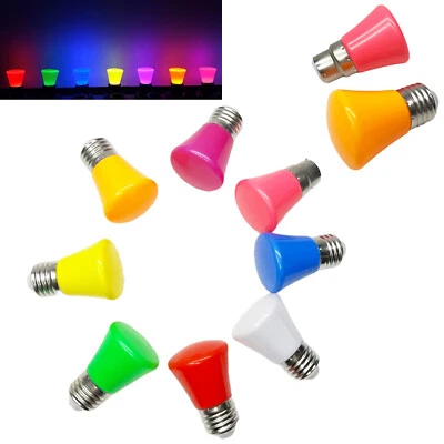 Coloured LED Light Bulbs Green Pink Purple Yellow Blue White Lamp for Home Decor - Image 1 of 4