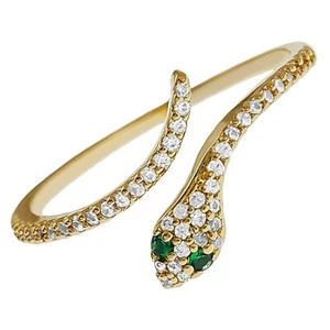 Ring Schlange vergoldet und Zirkoniaoxid - neu - Damen - Größe 56 Dispo - Bild 1 von 4