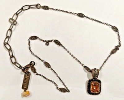 Collar Mariana Cristal Amarillo Colgante Tono Bronce Cristales Blanco y Negro Foto 1 de 4