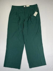 A New Day Wide Leg Pants Womens 16 Green High Rise Relaxed Pleated Flowy NWT - Picture 1 of 8