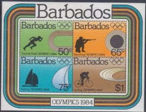 BARBADOS Sc # 626a MNH CPL S/S of 4 - 1984 LOS ANGELES OLYMPIC GAMES - Picture 1 of 1