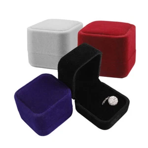 Diamond Ring Box White Colorful Velvet Jewelry Gift Wedding Proposal Engagement↖ - Picture 1 of 25