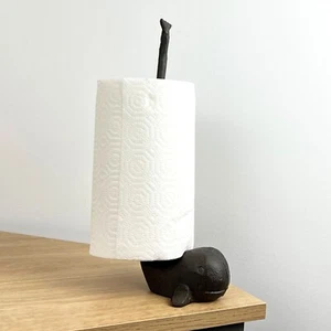 Kitchen Towel Holder Stand Free Standing Cast Iron Whale Fish Paper Roll Gift - Picture 1 of 7