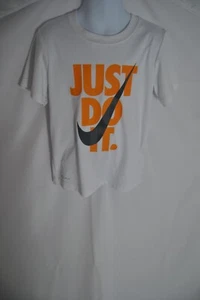 Child's Shirt by Nike Dri-Fit Size Large White Orange Letters - Picture 1 of 12