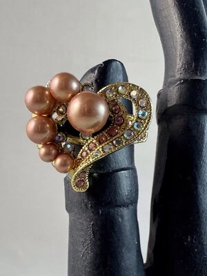 HEIDI DAUS “True Love" Beaded Crystal Heart Ring ~7 - Image 1 of 4