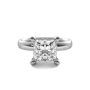 Anillo de compromiso de diamantes talla princesa creado en laboratorio con halo oculto 2,02 quilates F VS1 14 k - Imagen 1 de 7