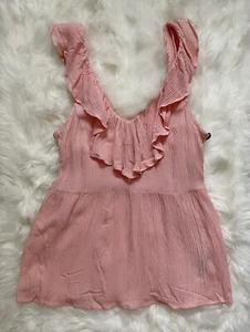 NWT FOREVER 21 Ruffle V Neck Empire Waist Babydoll Camisole Tank Top Blouse S - Picture 1 of 7