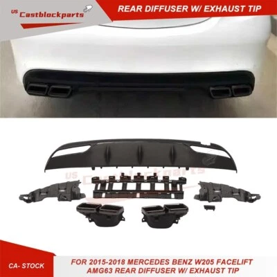 Labio difusor trasero estilo C63 para Mercedes Benz W205 C300 C350 AMG-Line 2015-2018 Foto 1 de 4