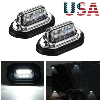2pcs 6 LED Universal Black License Plate Tag Lights Lamp for Truck Trailer SUV - Image 1 of 4