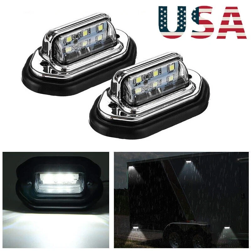 2pcs 6 LED Universal Black License Plate Tag Lights Lamp for Truck Trailer SUV - Image 1 of 4