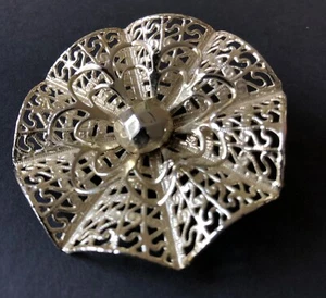 Vintage Emmons Brosche Gold Rund Gewellt XL Top Zustand Hochzeit - Bild 1 von 10